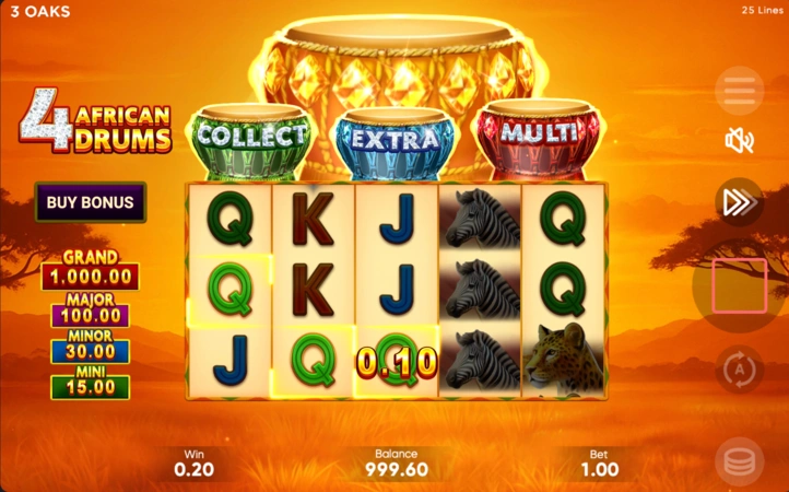 4 African Drums Slot Hang